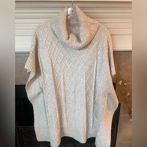 Ann Taylor Loft Lattice Cableneck Poncho Sweater